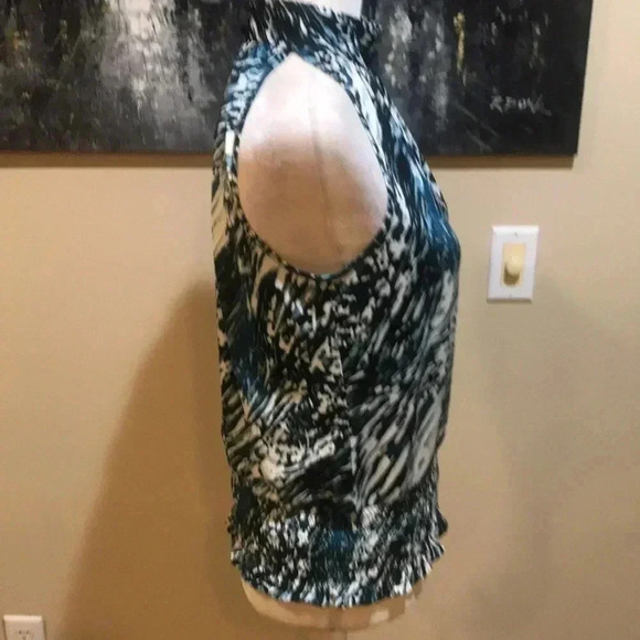 Essential by Milano Blue/Black/White High Neck Halter Top w/Elastic Waist-Size S - Picture 4 of 7